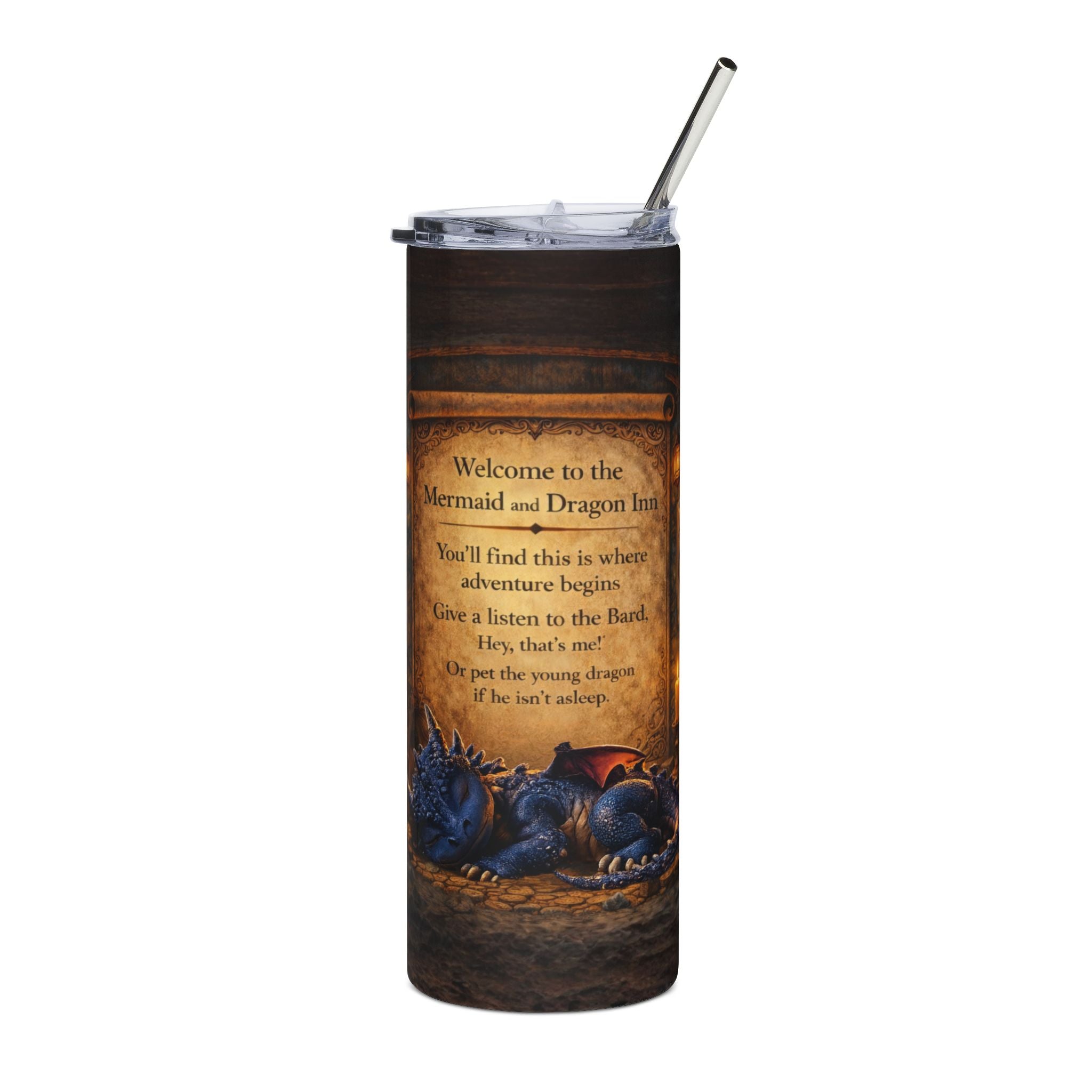 Mermaid and Dragon Stainless Steel Tumbler – 20oz Fantasy Travel Cup