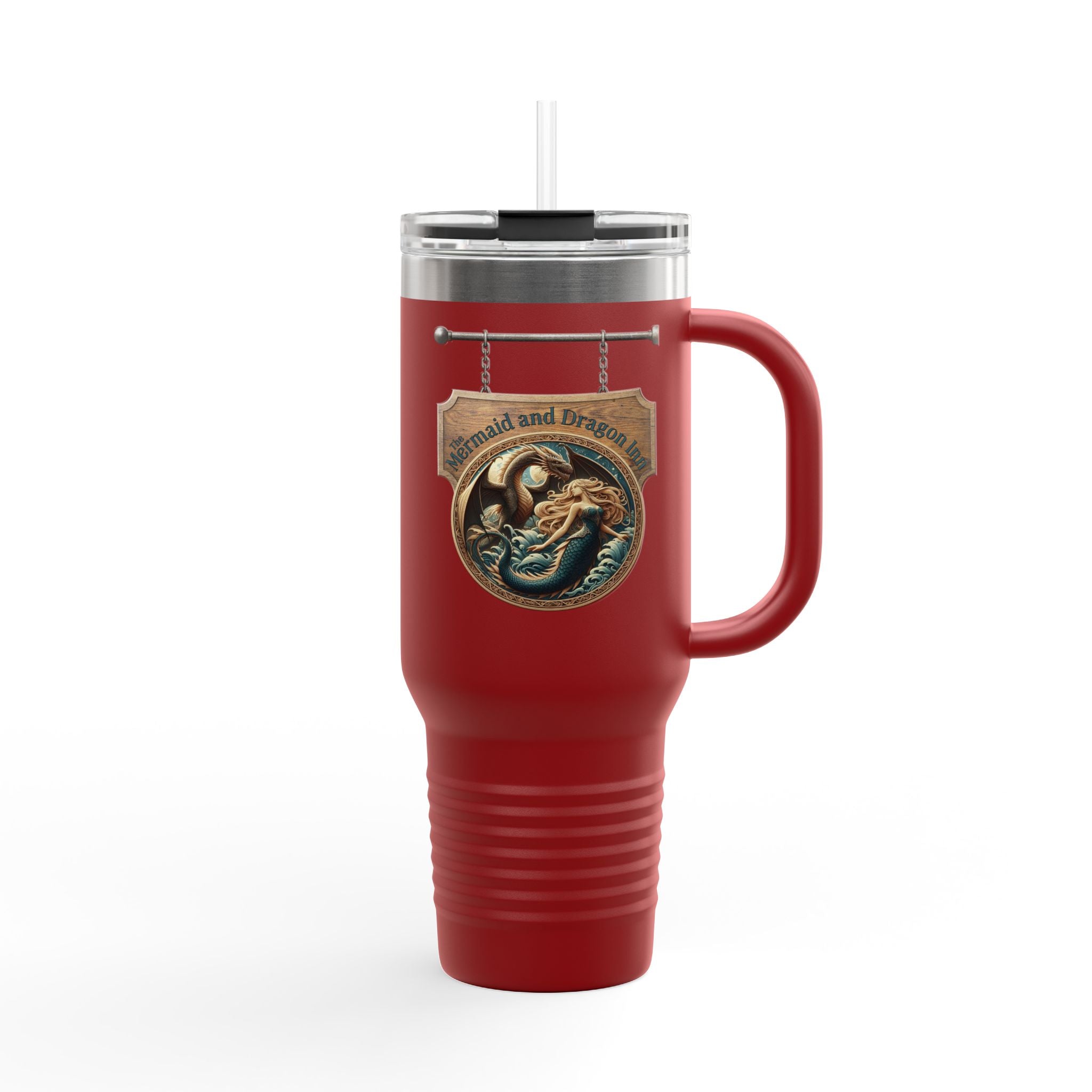 Mermaid & Trident 40oz Insulated Travel Mug — Nautical Ocean Adventure Tumbler
