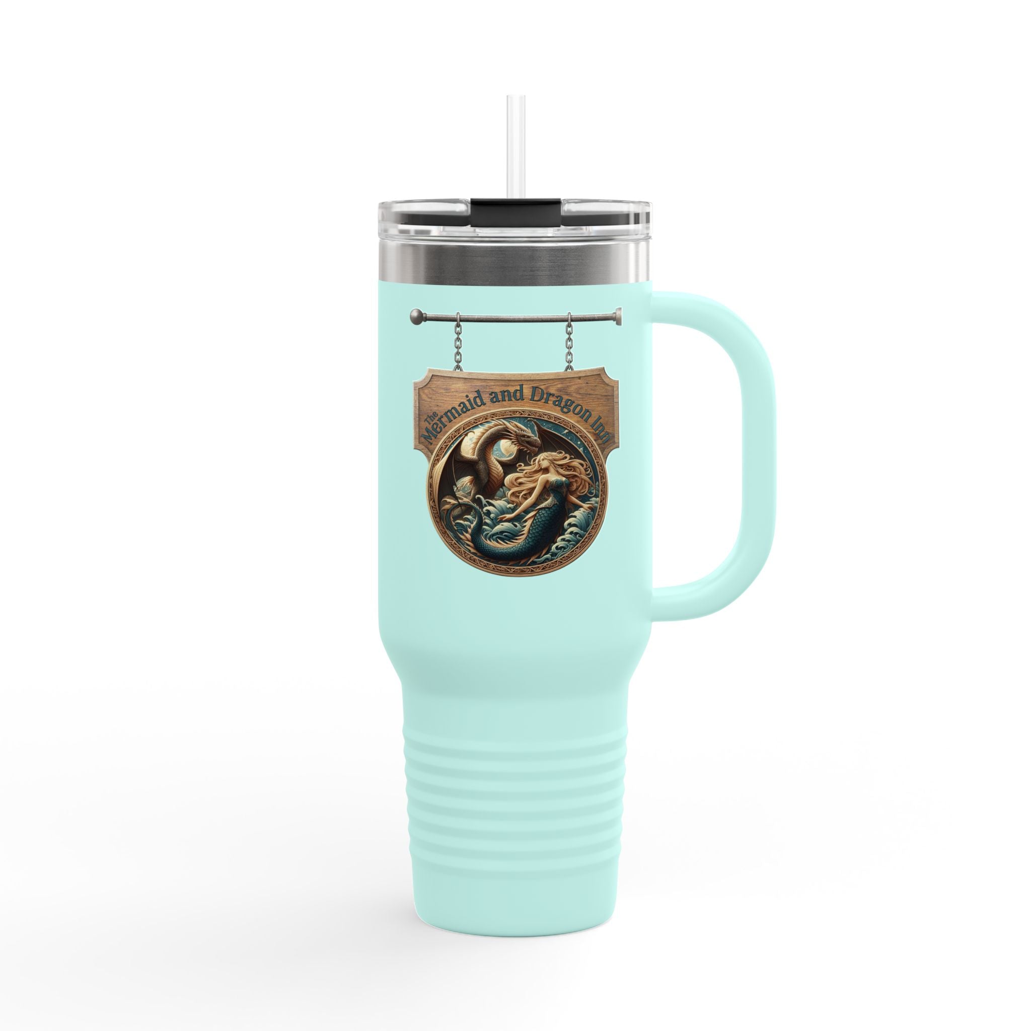 Mermaid & Trident 40oz Insulated Travel Mug — Nautical Ocean Adventure Tumbler