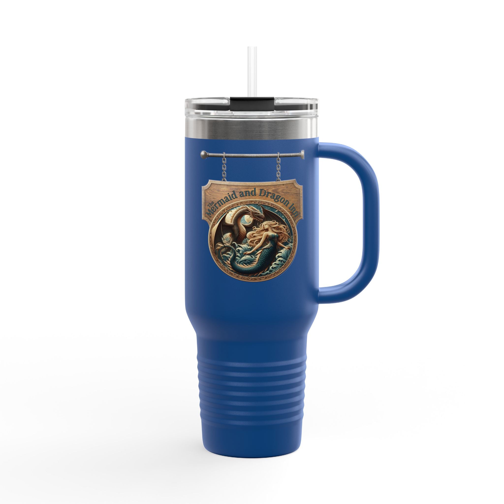 Mermaid & Trident 40oz Insulated Travel Mug — Nautical Ocean Adventure Tumbler