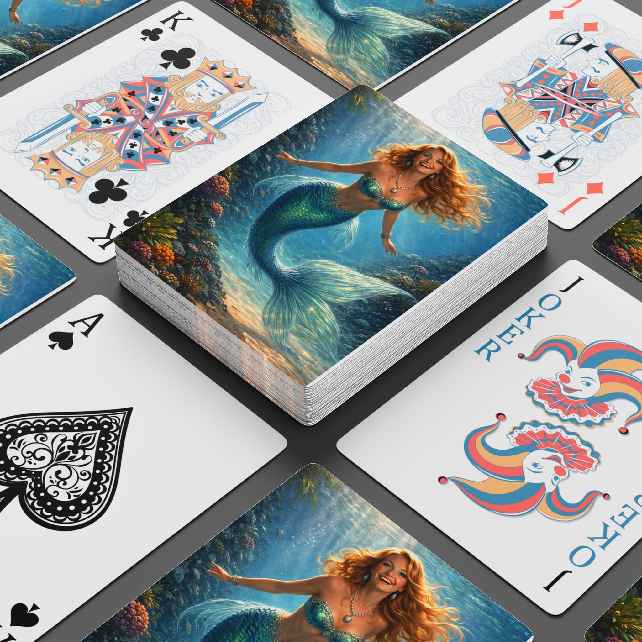 Shell the Mermaid Hostess, Playing Cards — Nautical-Themed Casino Deck