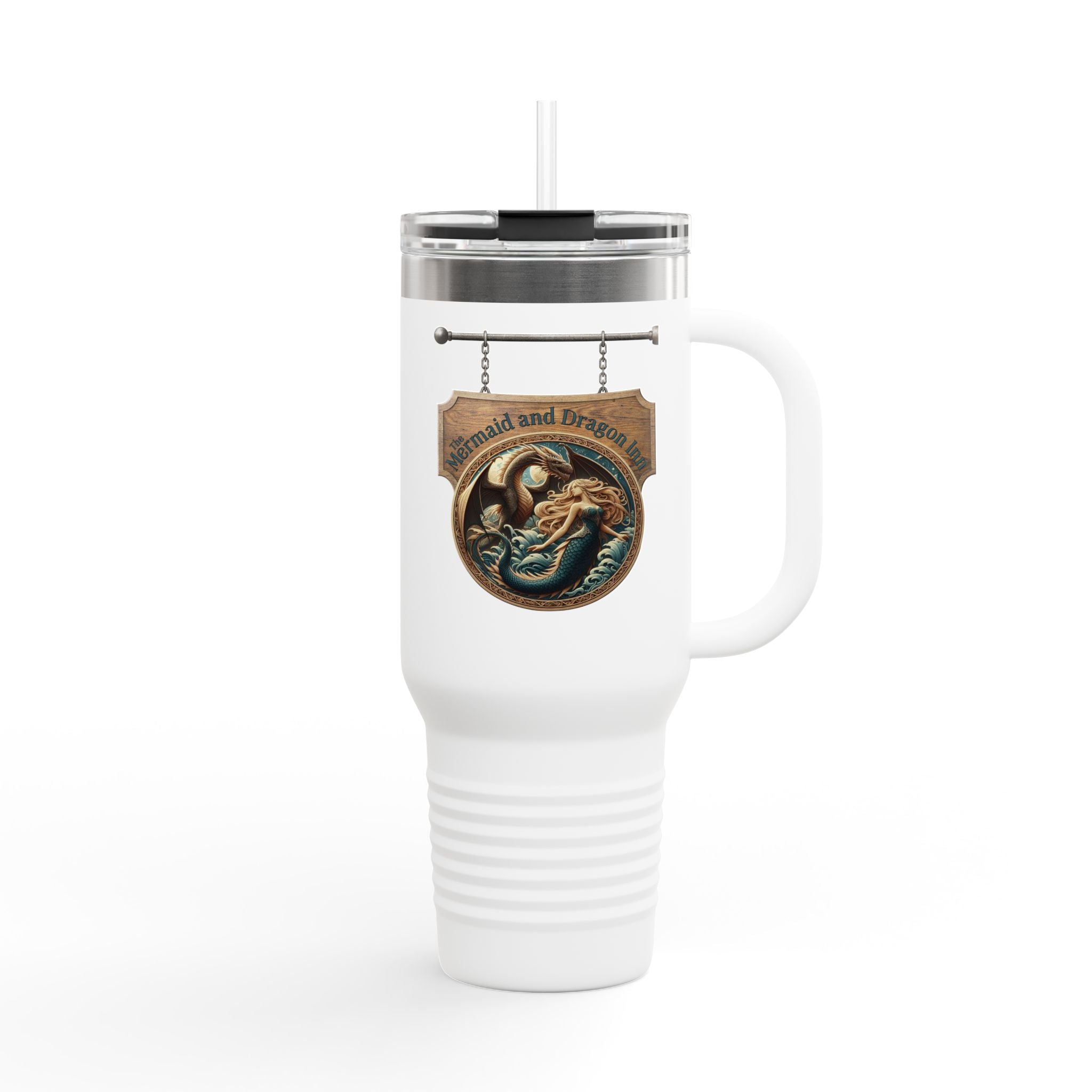 Mermaid & Trident 40oz Insulated Travel Mug — Nautical Ocean Adventure Tumbler