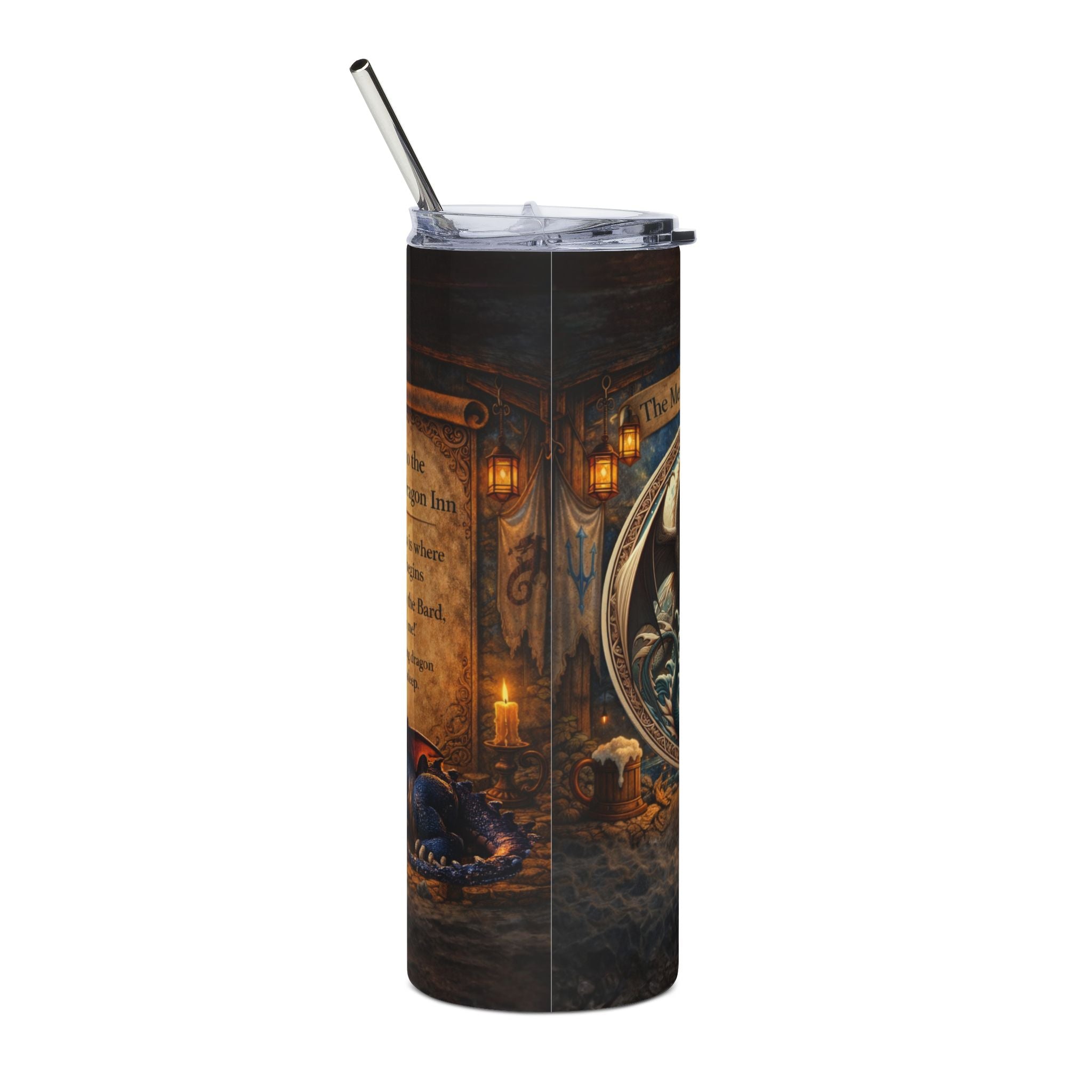 Mermaid and Dragon Stainless Steel Tumbler – 20oz Fantasy Travel Cup