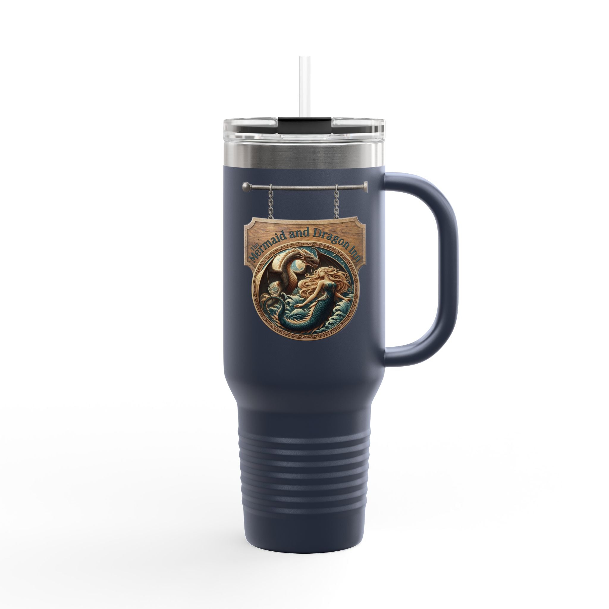Mermaid & Trident 40oz Insulated Travel Mug — Nautical Ocean Adventure Tumbler