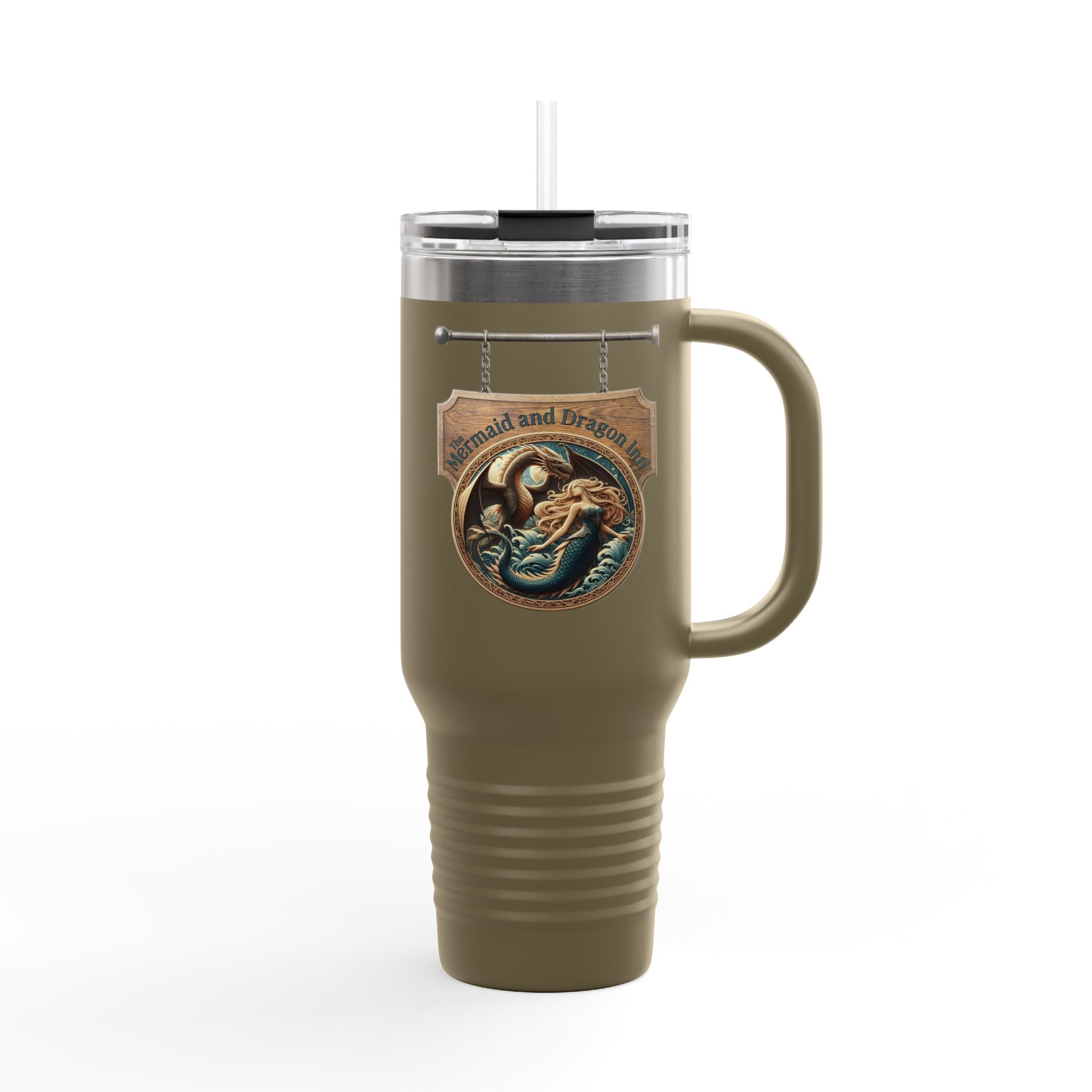 Mermaid & Trident 40oz Insulated Travel Mug — Nautical Ocean Adventure Tumbler